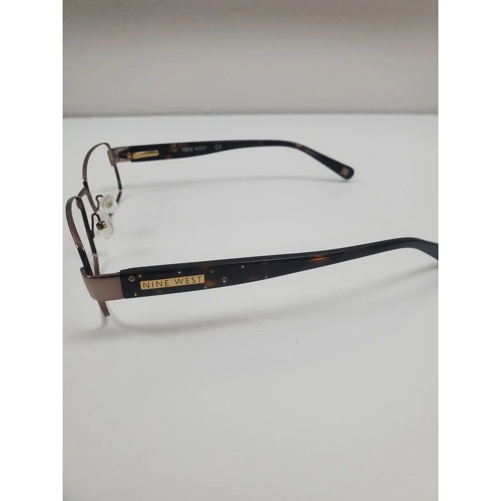 Nine West NW1021 Brown Metallic Rectangular Eyeglass Frames 52-15-135 with Case
